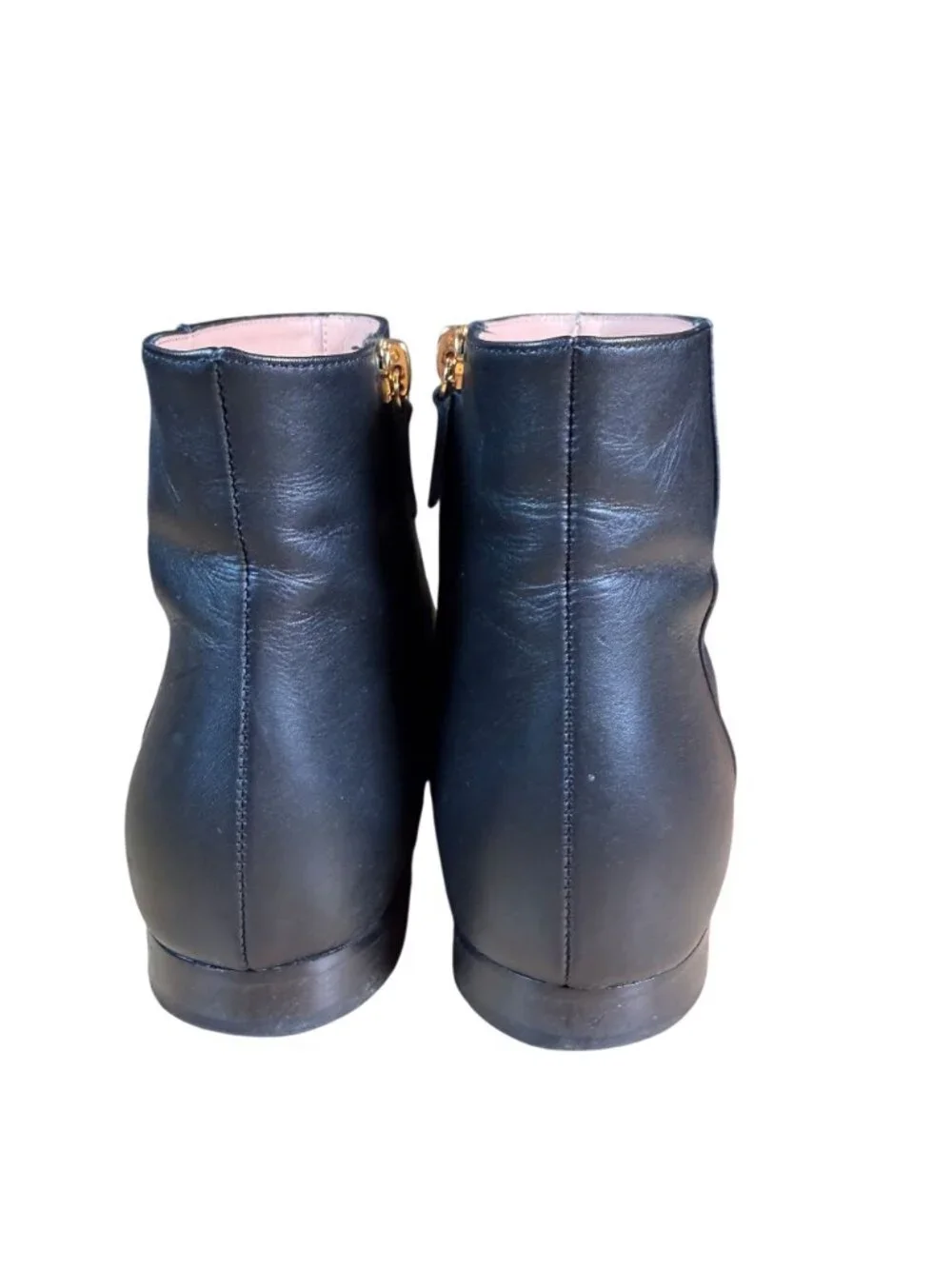 Moschino Couture Black Leather Pointed Toe Ankle Boot Size 37 w Box